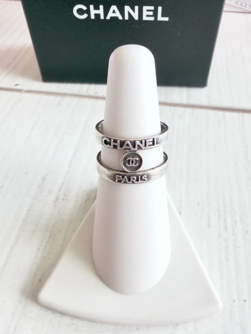 Vintage Chanel Pewter/ Silver Ring  w COA
